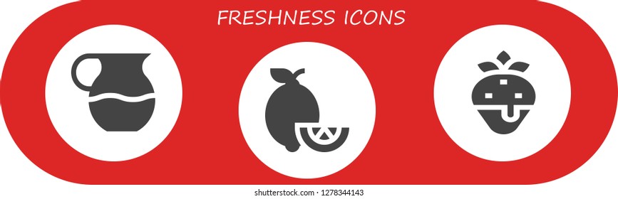  freshness icon set. 3 filled freshness icons. Simple modern icons about  - Juice, Lemons, Strawberry