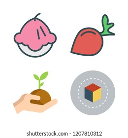 freshness icon set. vector set about sprout, muffin, radish and cube icons set.