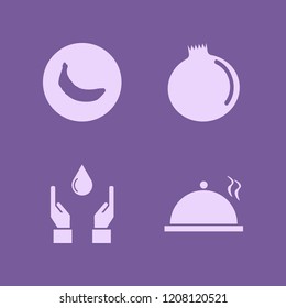 freshness icon. freshness vector icons set garnet, proper meal, hands drop and banana