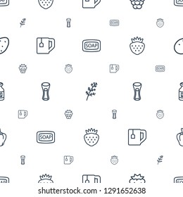 freshness icons pattern seamless white background. Included editable outline Soap for web and mobile, deel, mulberry, tea cup, milk glass icons. freshness icons for web and mobile.
