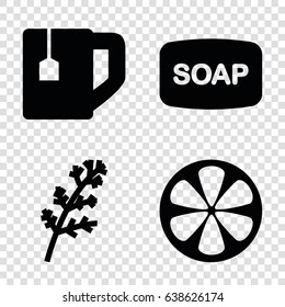 Freshness icons set. set of 4 freshness filled icons such as deel, soap, tea cup