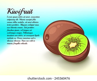 freshness kiwifruit leaflet vector illustration