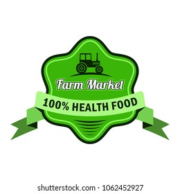 Freshness logo. Farm Market. Organic health vegetarian food and goods. Flat vector cartoon illustration. Objects isolated on white background.
