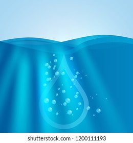 Freshness natural theme, a Fresh Water background of blue. Elements design. Abstract wavy for overlaying background of page under meshedge of title front label spa products. Vector illustration eps 10