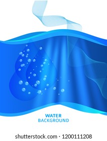 Freshness natural theme, a Fresh Water background of blue. Elements design. Abstract wavy for overlaying background of page under meshedge of title front label spa products. Vector illustration eps 10