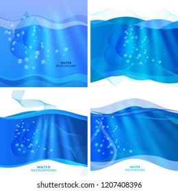 Freshness natural theme, a Fresh Water background of blue. Elements design. Abstract wavy for overlaying background of page under meshedge of title front label spa products. Vector illustration eps 10