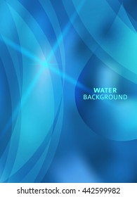 Freshness natural theme, a Fresh Water background of bright glowing blue blur with white circles & place for your text. Best graphic for front label spa products. Vector illustration eps 10