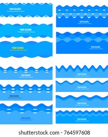 Freshness natural theme, Fresh Water background blue. Set elements design seamless wave. Abstract wavy for overlaying background of page under title front label spa products. Vector illustration eps10