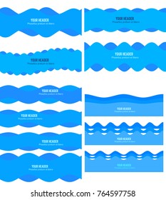 Freshness natural theme, Fresh Water background blue. Set elements design seamless wave. Abstract wavy for overlaying background of page under title front label spa products. Vector illustration eps10