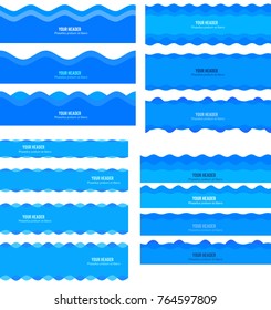 Freshness natural theme, Fresh Water background blue. Set elements design seamless wave. Abstract wavy for overlaying background of page under title front label spa products. Vector illustration eps10