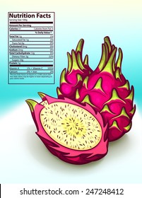 freshness pitaya nutrition facts vector illustration