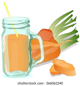 Fresh-squeezed carrot juice vector isolated