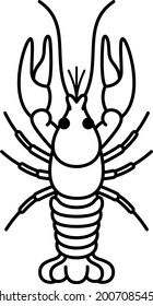 Freshwater Crayfish. Vector outline illustration.