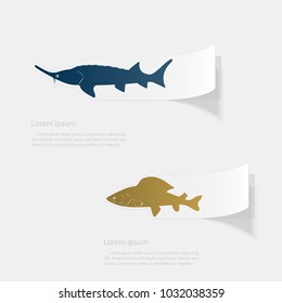 Freshwater fish. Flat sticker with shadow on white background. Vector illustration