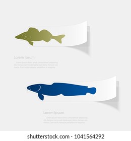 Freshwater fish. Flat sticker with shadow on white background. Vector illustration