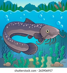 Freshwater fish topic image 2 - eps10 vector illustration.
