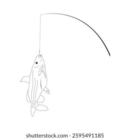 Freshwater Tengra fish, Tengara mystus vector silhouette illustration on white background