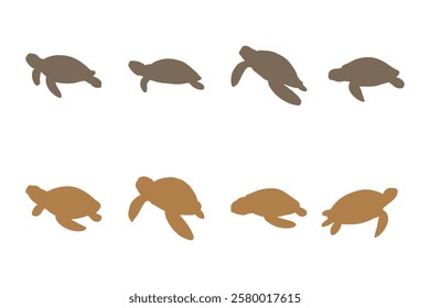 Freshwater Turtle Silhouette Icon Set