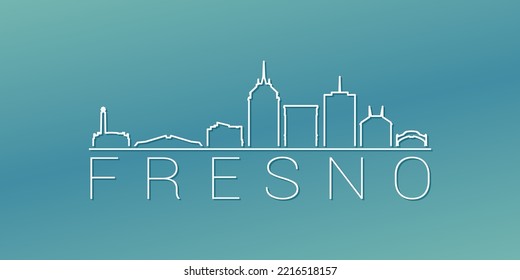 Fresno, CA, USA Skyline Linear Design. Flat City Illustration Minimal Clip Art. Background Gradient Travel Vector Icon.