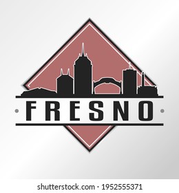 Fresno, CA, USA Skyline Logo. Adventure Landscape Design Vector City Illustration Vector Illustration.