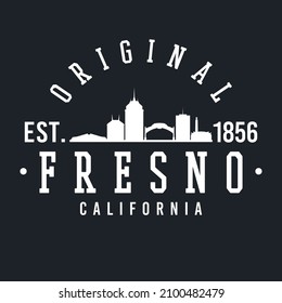 Fresno, CA, USA Skyline Original. A Logotype Sports College And University Style. Illustration Design Vector City.