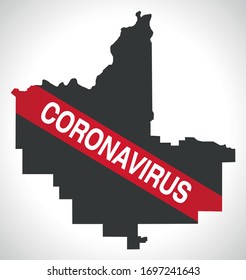 Fresno California city map with Coronavirus warning