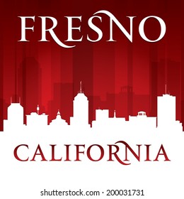 Fresno California city skyline silhouette. Vector illustration