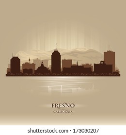 Fresno California city skyline vector silhouette illustration