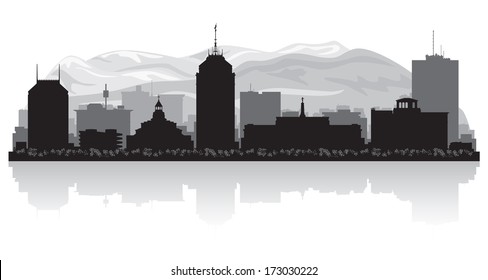 Fresno California City Skyline Vector Silhouette Stock Vector (Royalty ...