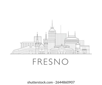Fresno, Califórnia, desenho de horizonte de ilustração da paisagem urbana