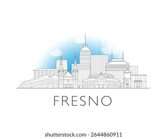 Fresno, Califórnia, desenho de horizonte de ilustração da paisagem urbana