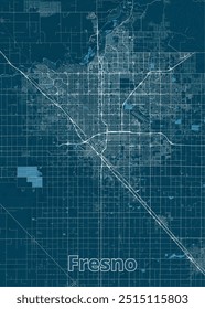 Fresno, California, USA artistic blueprint map poster