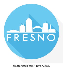 Fresno California USA Flat Icon Skyline Silhouette Design City Vector Art Famous Buildings Logo.