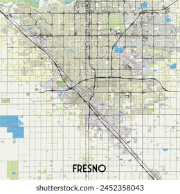 Fresno, California, USA map poster art