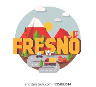 Fresno city logo in colorful vector