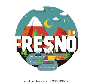 Fresno city logo in colorful vector