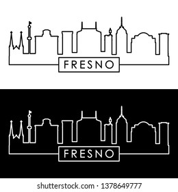 Fresno city skyline. Linear style. Editable vector file.