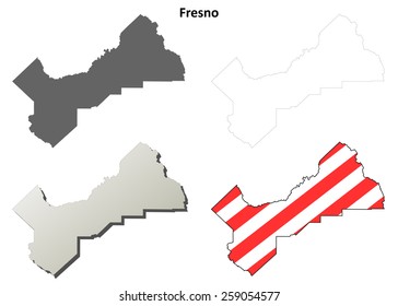 Fresno County (California) Outline Map Set