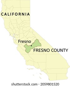 Fresno County And City Of Fresno Location On California State Map