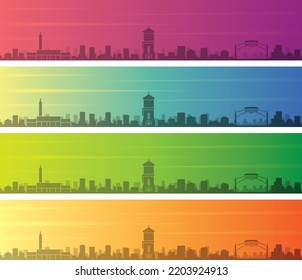 Fresno Multiple Color Gradient Skyline Banner