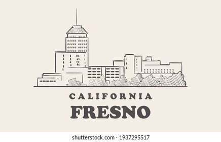 Fresno skyline, california drawn sketch