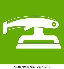 Fret saw icon white isolated on green background. Vector illustration