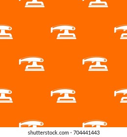Fret saw pattern repeat seamless in orange color for any design. Vector geometric illustration
