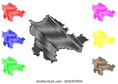 Freudenstadt district (Federal Republic of Germany, rural district, Baden-Wurttemberg State) map vector illustration, scribble sketch Freudenstadt map