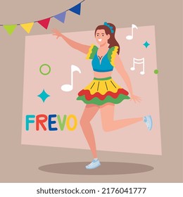 frevo celebration lettering with female dancer