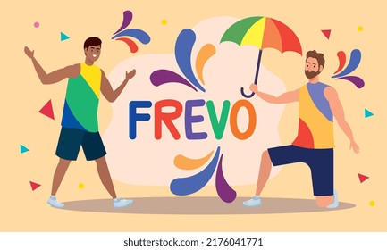 frevo celebration lettering with male dancers