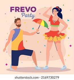 frevo lettering and dancers couple