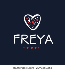 (Freya) Calligraphy name, Vector illustration.