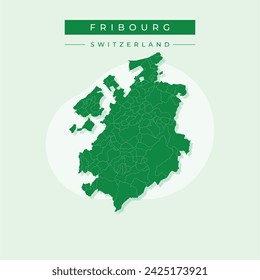 Fribourg (Cantons of Switzerland, Swiss cantons, Swiss Confederation) map vector illustration, scribble sketch Canton of Friburg map