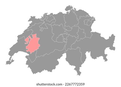 Fribourg map, Cantons of Switzerland. Vector illustration.